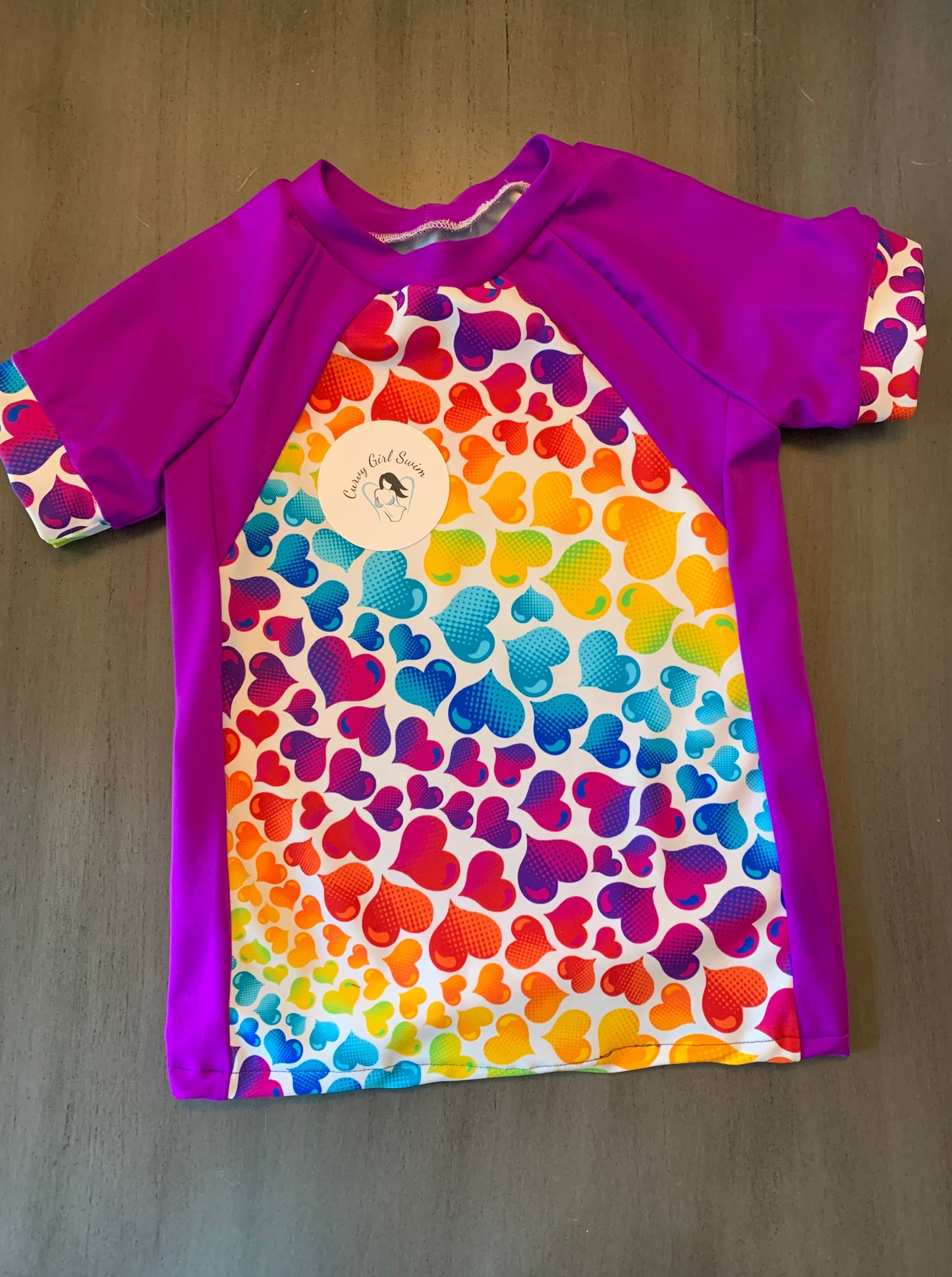 Girls Rash Guard Set (3 peice) - Colorful Hearts