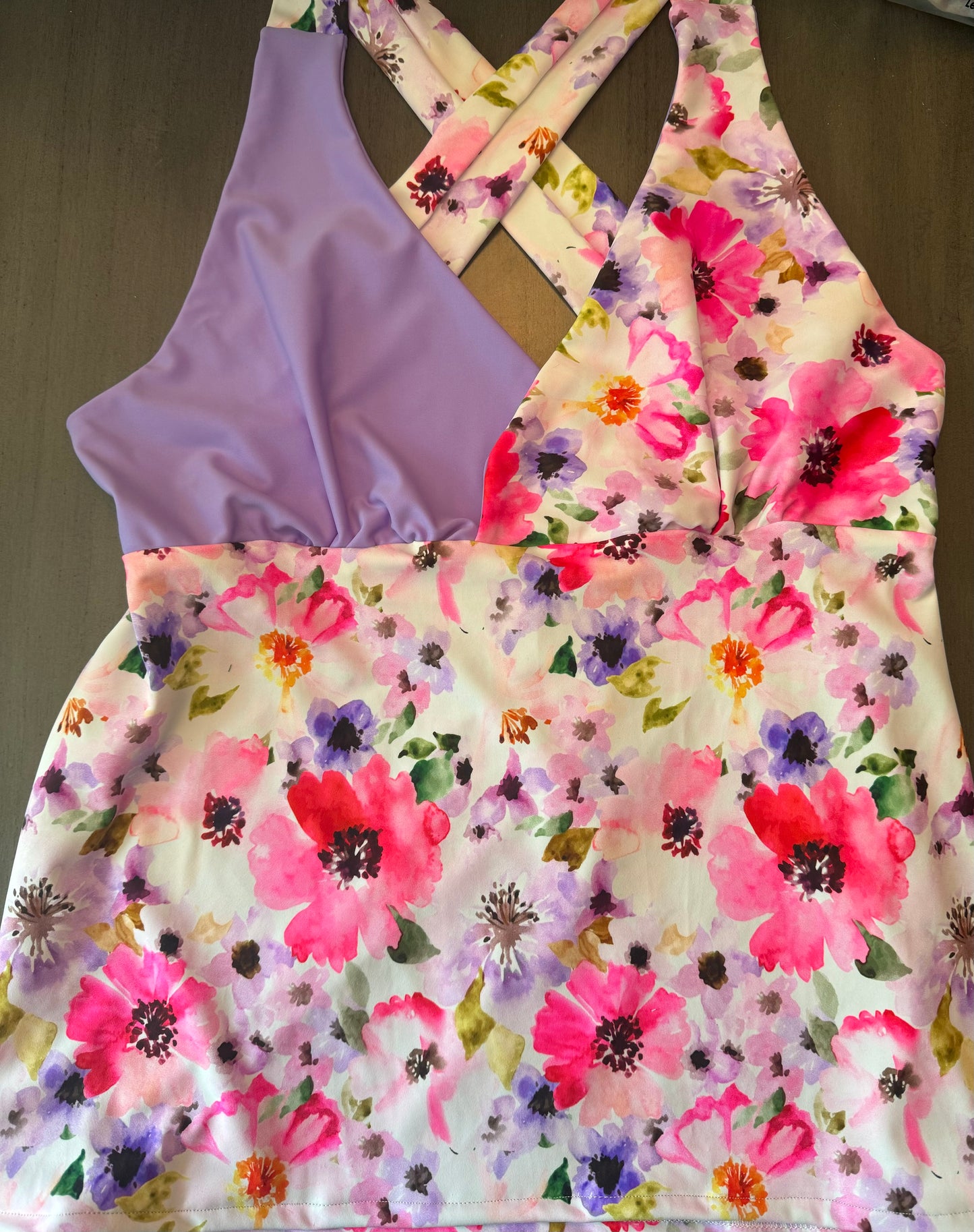 Lavender Floral Tankini Set