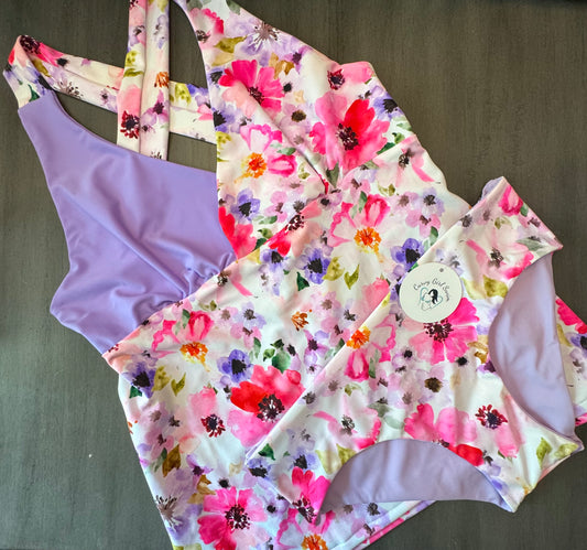 Lavender Floral Tankini Set