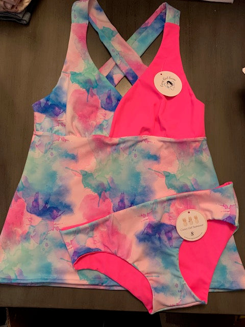 Neon Pastel Paint Tankini Set