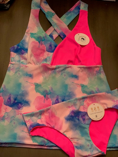 Neon Pastel Paint Tankini Set