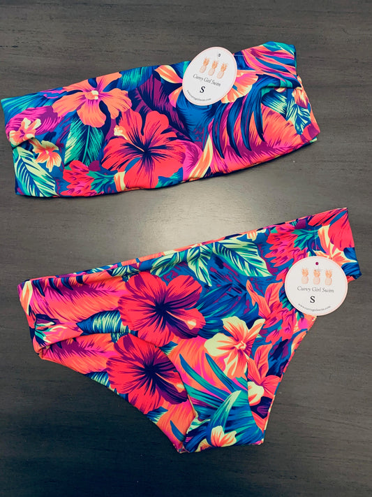 Tropical Floral Bandeau Bikini